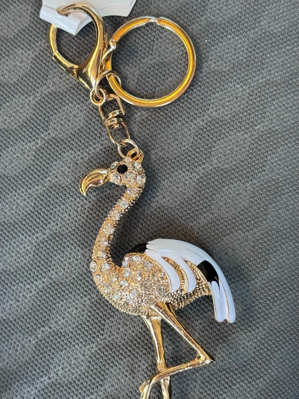 Gold Crystal Flamingo Keychain or Bag Charm NWT - Picture 2 of 2